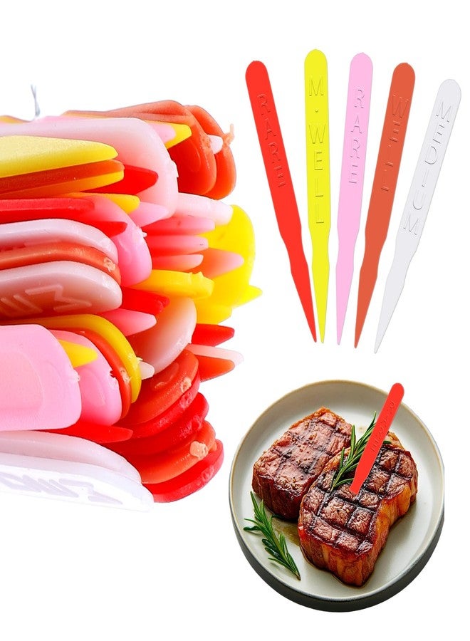 AojSup 1000 Pcs Steak Markers - Colorful Plastic Meat Doneness Picks, Steak Temperature Sticks - Rare, Medium Rare, Medium Well, Well for Catering, Barbecues, Parties, Picnic - Image 1